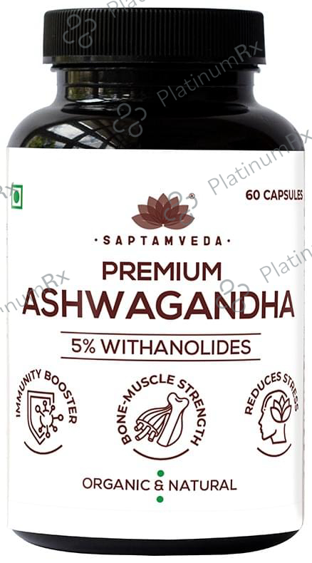 Saptamveda Premium Ashwagandha 5% Withanolides Capsule (60 Each) 1 Bottle