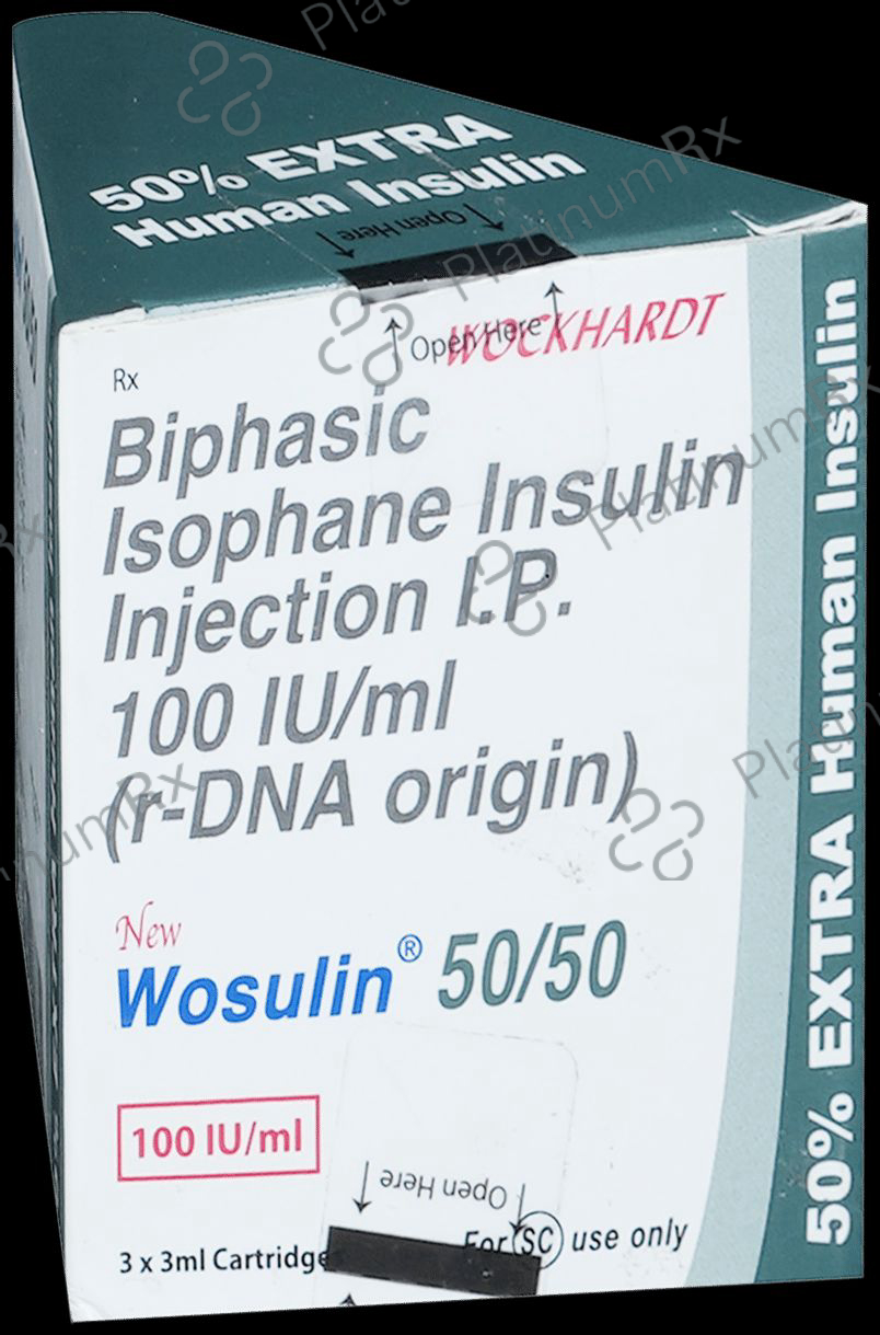 Wosulin 50/50 (100 IU/ml) (1*3ml Disposable Pen) 3 ml Solution For Injection Cartridge