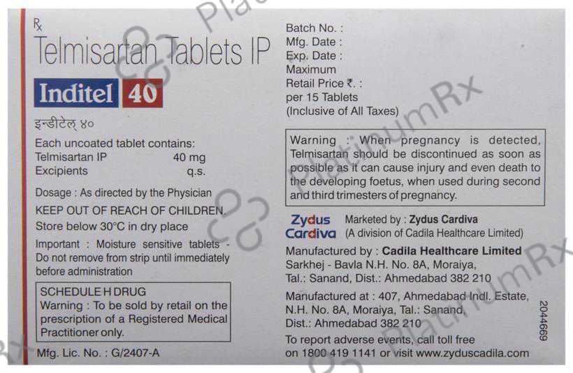 Inditel 40mg Tablet 15s