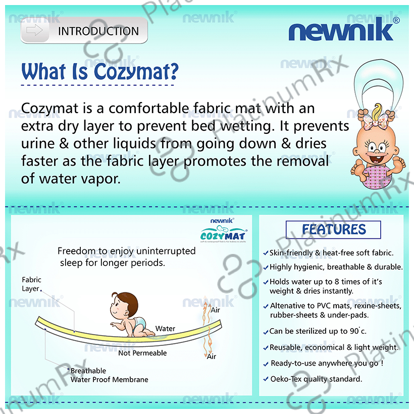 Newnik Cozymat, Dry Sheet (Size: 200cm X 260cm) Double Bed Firoza