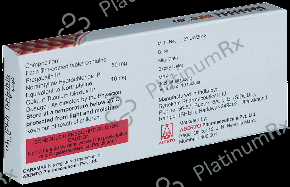 Gabamax NT 50mg/10mg Tablet