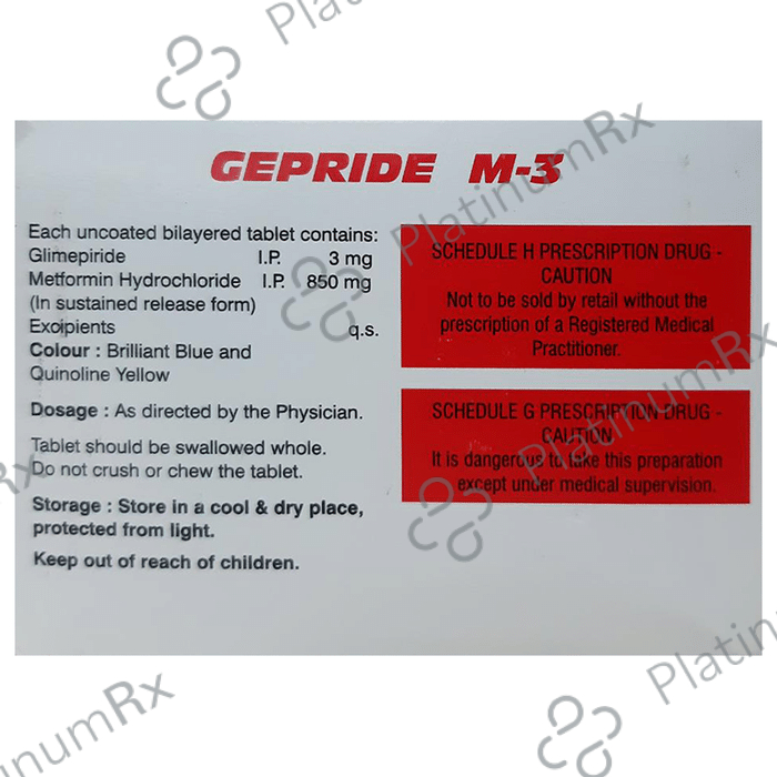 Gepride M 3/850mg Tablet PR 10s