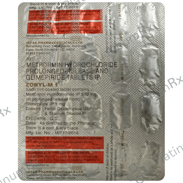 Zoryl M 1 1/500mg Tablet PR 20s