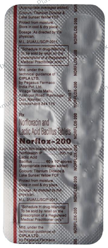Norflox 200mg/60M Tablet 10s