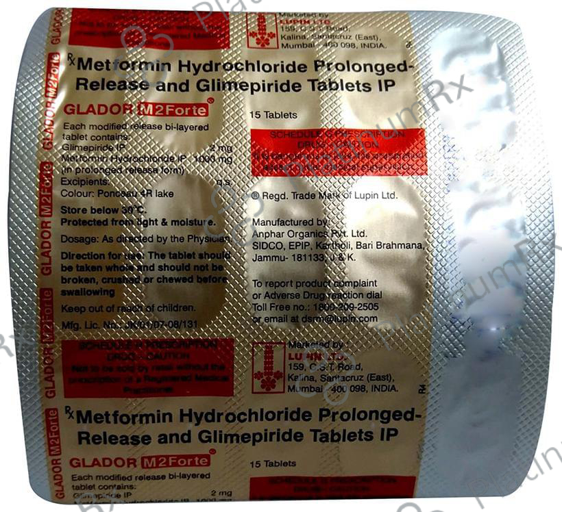 Glador M 2 Forte 2/1000mg Tablet PR 15s