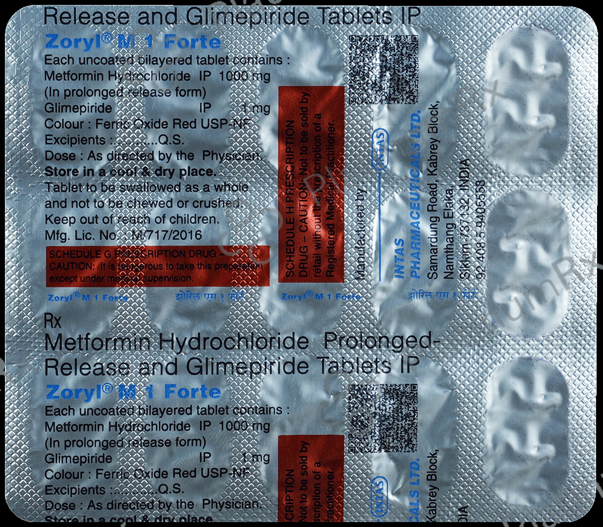 Zoryl M 1/1000mg Tablet PR 15s
