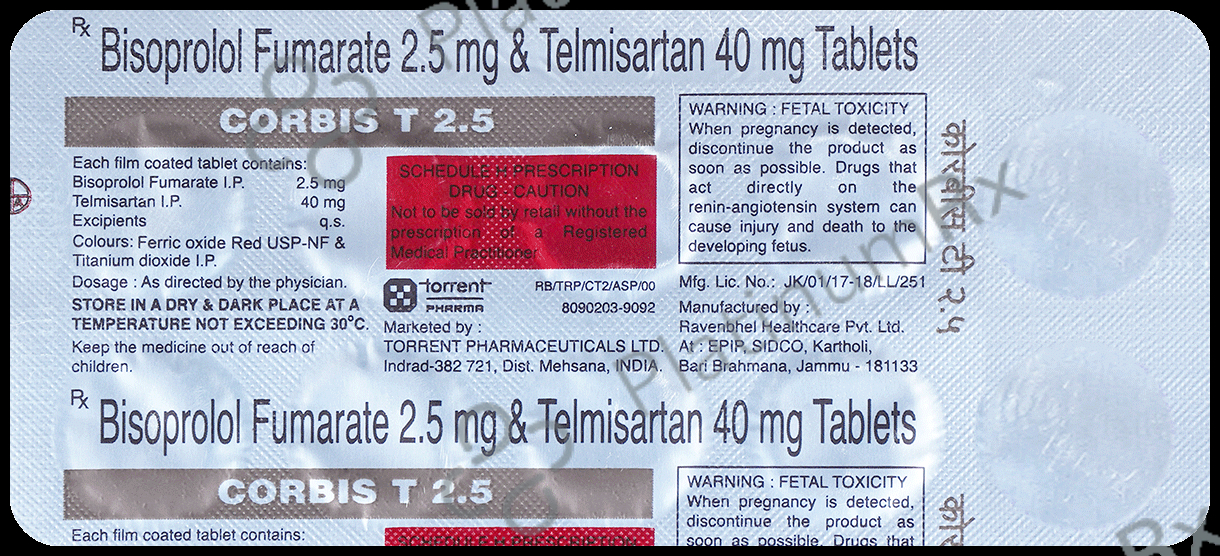 Corbis T 2.5/40mg Tablet 10s