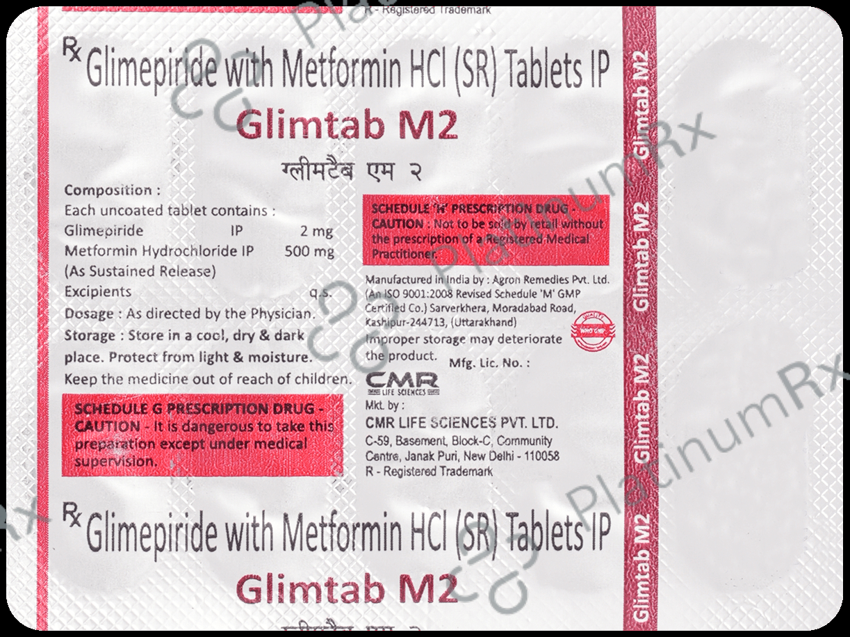 Glimtab-M 2mg/500mg Tablet