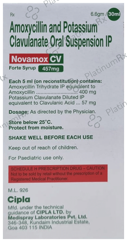 Novamox CV Forte Syrup Tangy Orange 30 Syrup