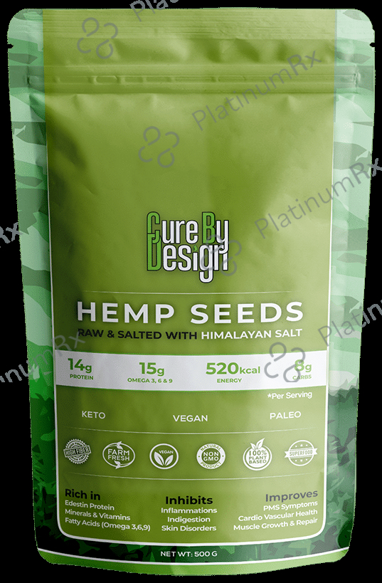 Cure By Design Hemp Seeds Raw & Salted with Himalayan Salt 500 gm