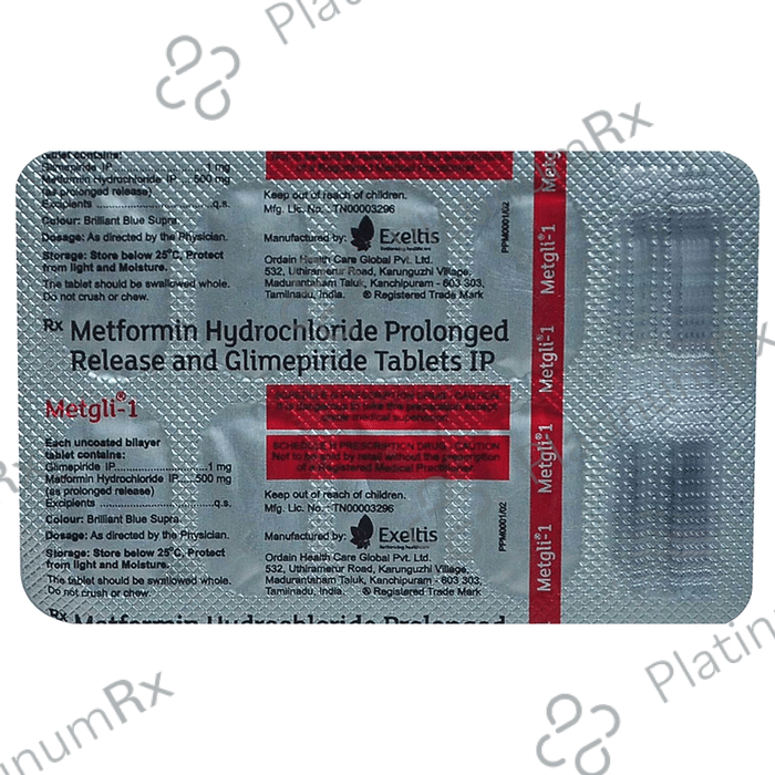 Metgli 1mg/500mg Tablet PR 10s