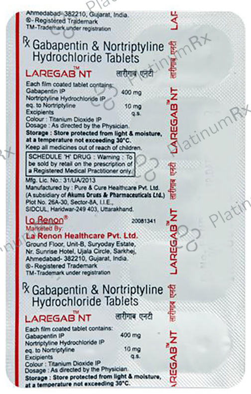 Laregab NT 400/10mg Tablet 10s