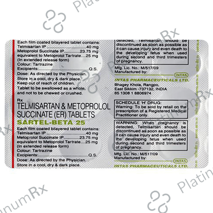 Sartel Beta 25/40mg Tablet ER 15s
