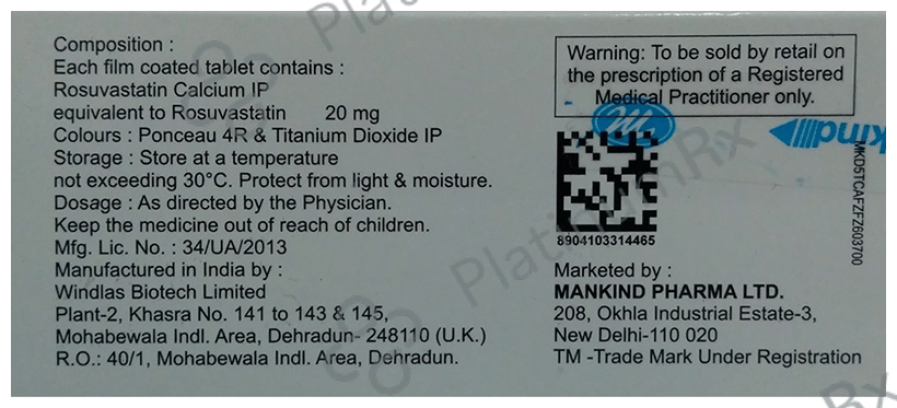 Lipirose 20mg Tablet 10s