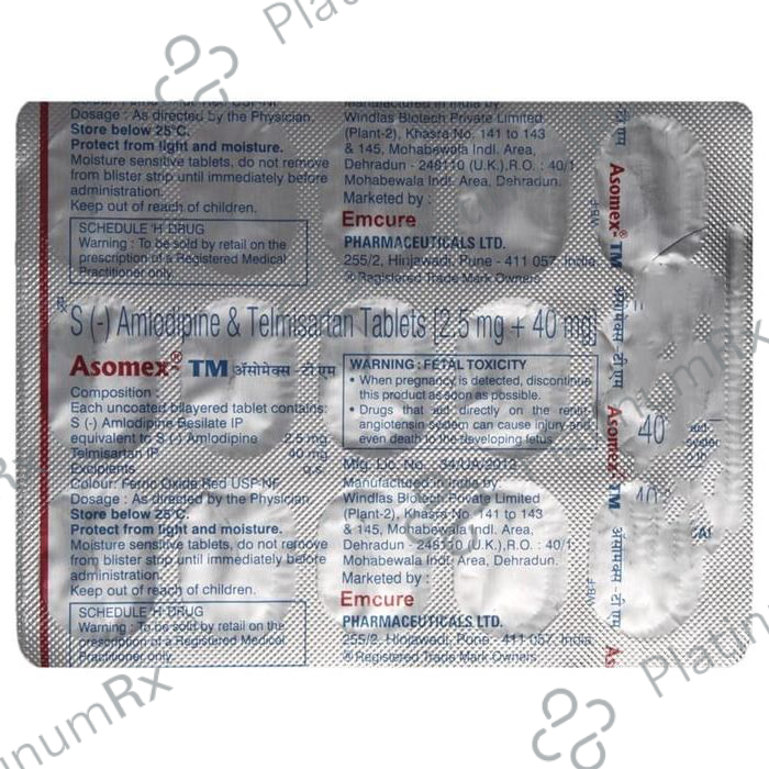 Asomex TM 2.5/40mg Tablet 15s