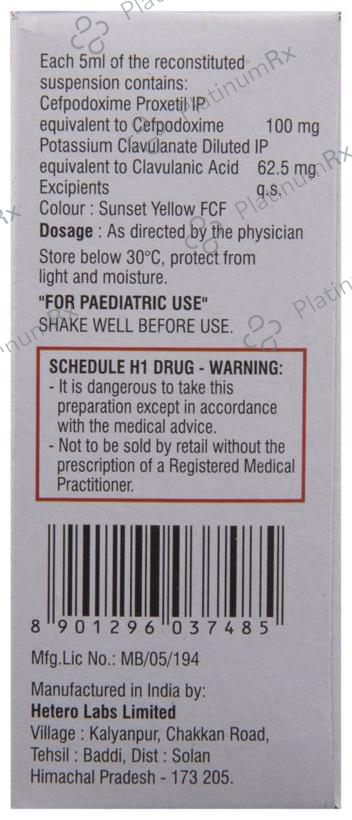 Cepodem XP 100/62.5mg Suspension 30ml