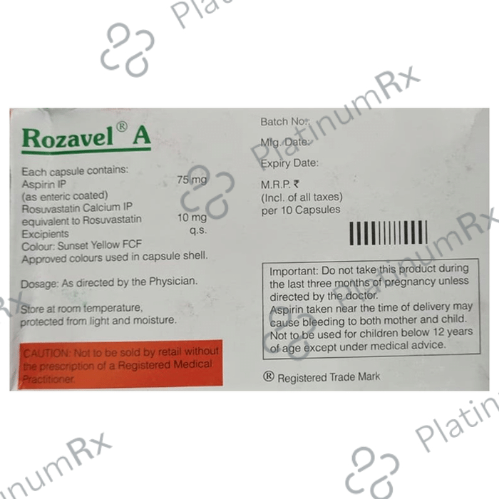Rozavel A 75/10mg Capsule 10s