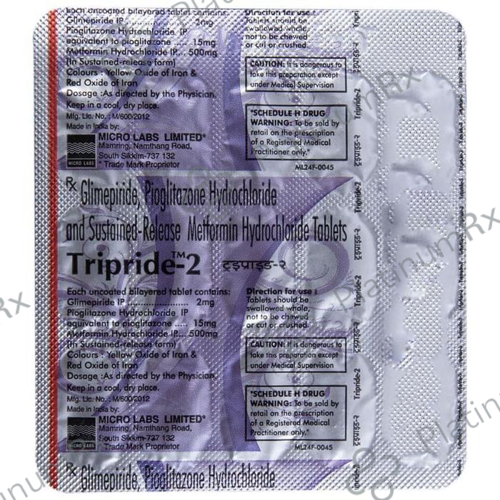 Tripride 2/500/15mg Tablet SR 15s