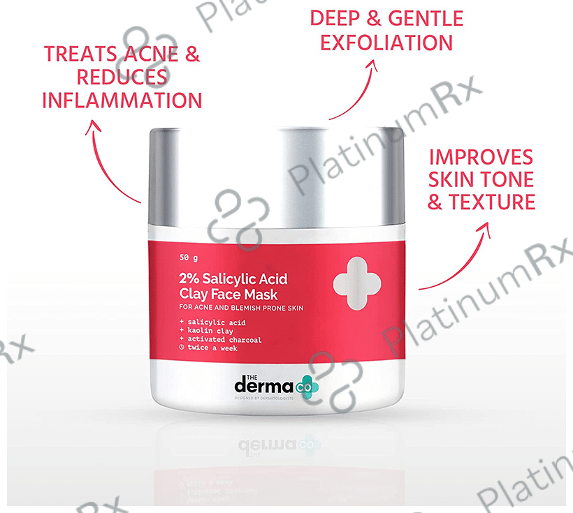 The Derma Co 2% Salicylic Acid Clay Face Mask - For Acne & Blemish Prone Skin