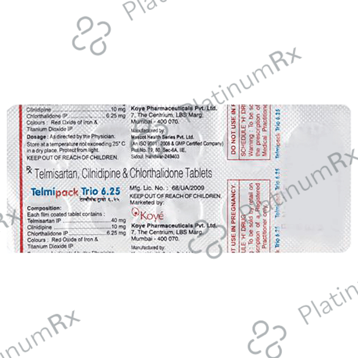 Telista Trio CL 6.25/10/40mg Tablet 10s