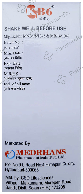 KB6 Oral Solution Orange Sugar Free 200 Oral Solution