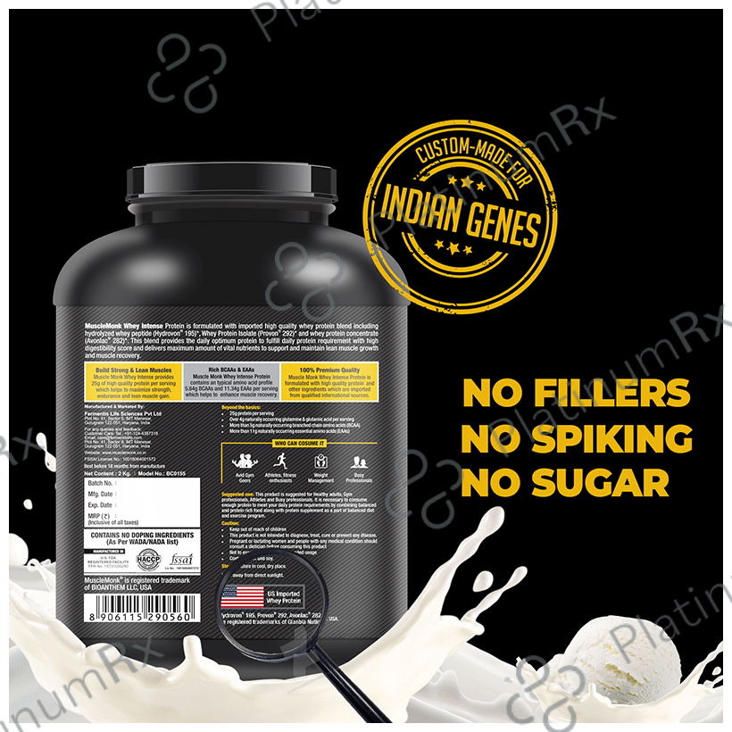 Muscle Monk Whey Intense High Strength Whey Protein Blend Creamy Vanilla 2 kg