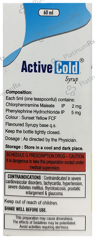 Active Cold 2/5mg Syrup 60ml