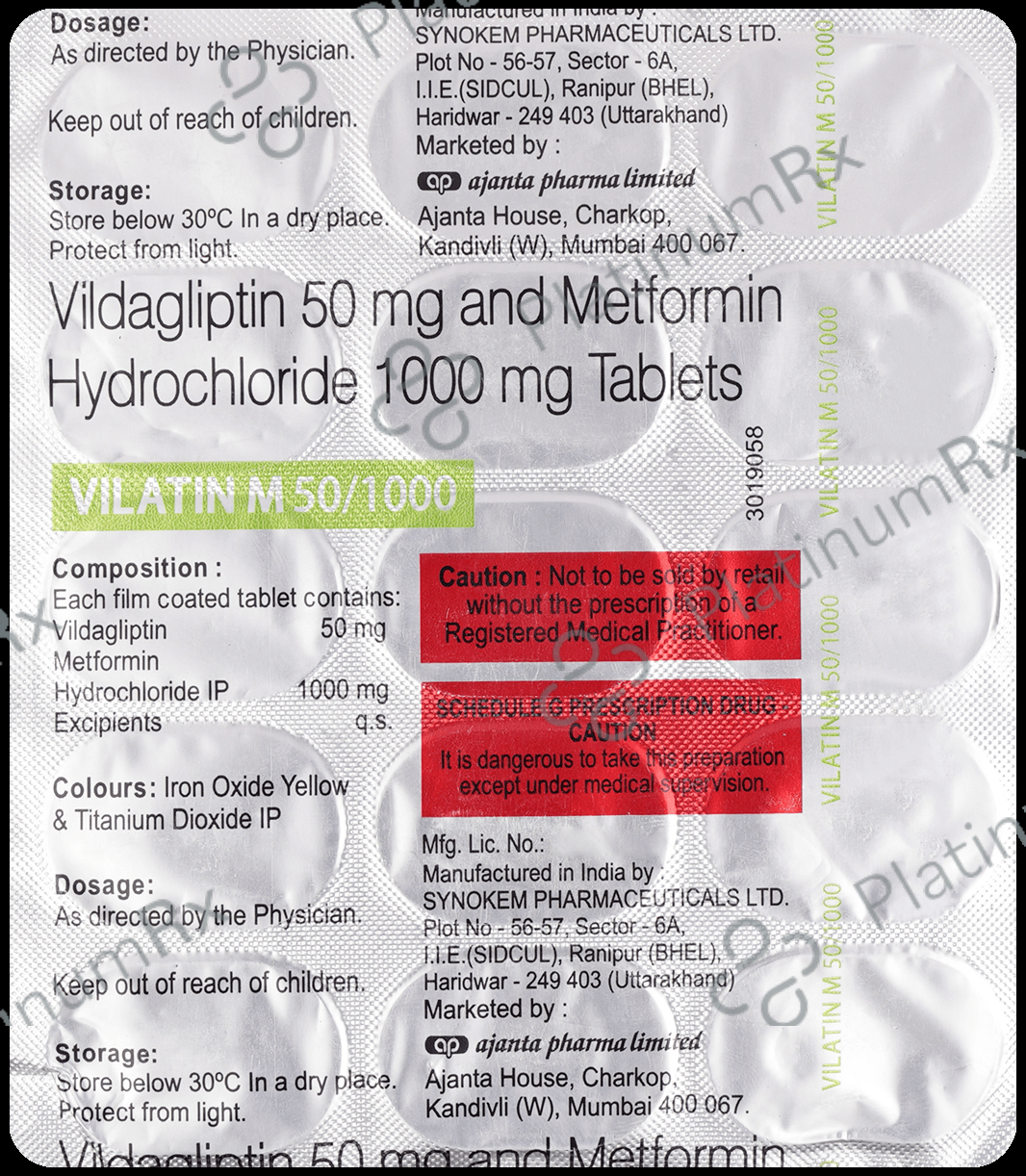 Vilatin M 1000/50mg Tablet 15s