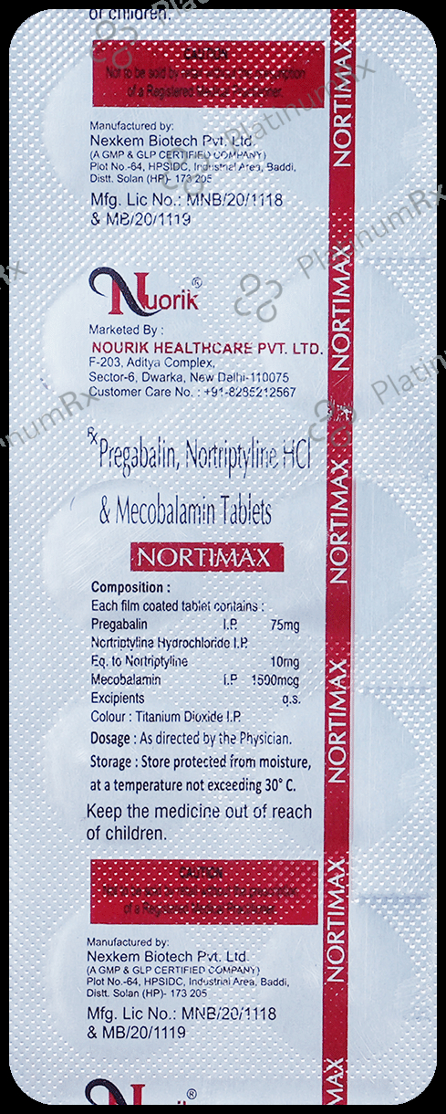 Nortimax 75mg/10mg/1500mcg Tablet