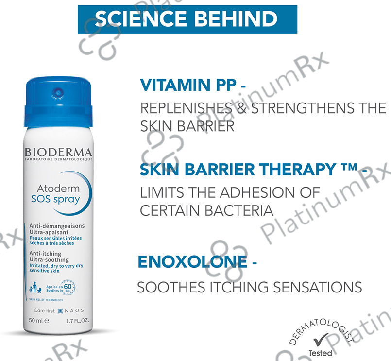 Bioderma Atoderm SOS Anti-Itching Ultra-Soothing Spray - For Irritated, Dry to Very Dry Sensitive Skin