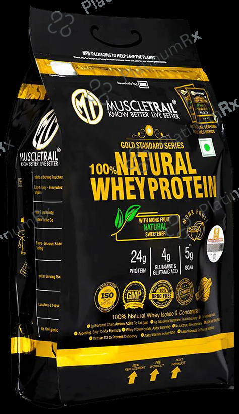 Muscle Trail Gold Standard Series 100% Natural Whey Protein Powder with Shaker Free