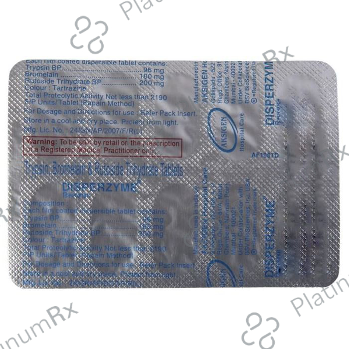 Disperzyme 180/200/96mg Tablet 10s