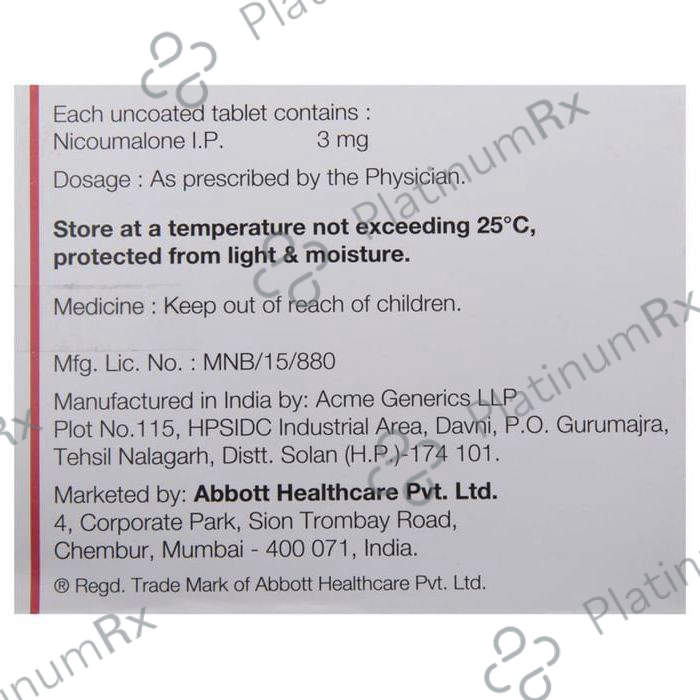 Acitrom 3mg Tablet 30s