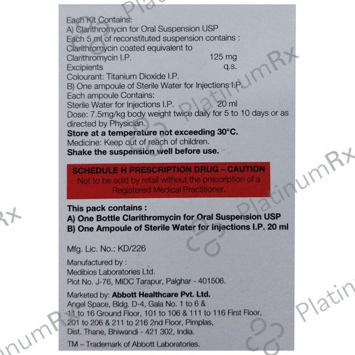 Claribid 125mg Oral Suspension 30ml