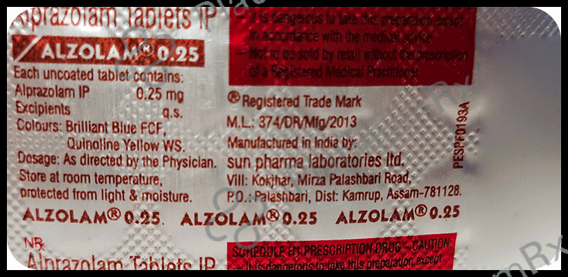 Alzolam 0.25mg Tablet 10 Tablet