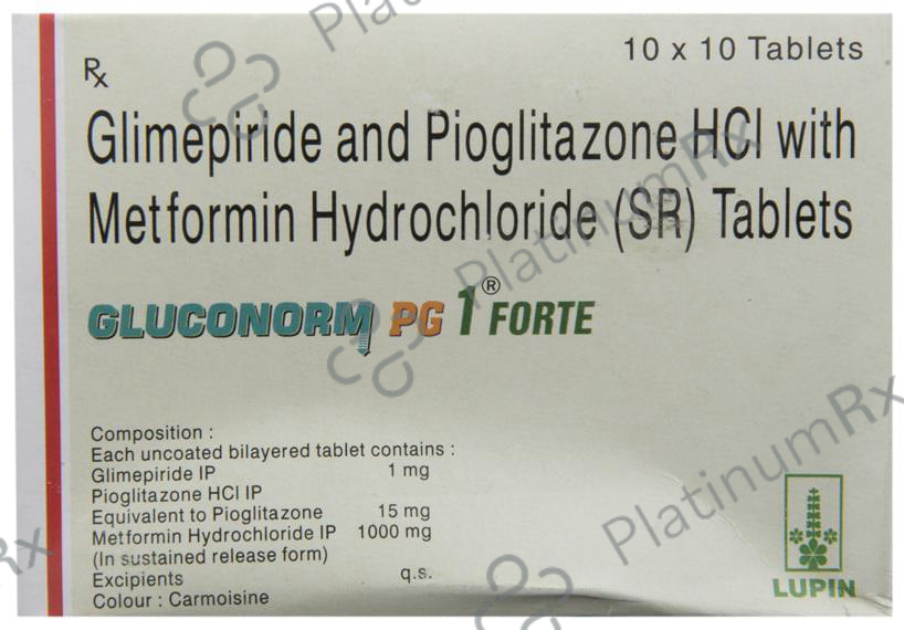 Gluconorm PG 1 Forte 1/15/1000mg Tablet SR 10s