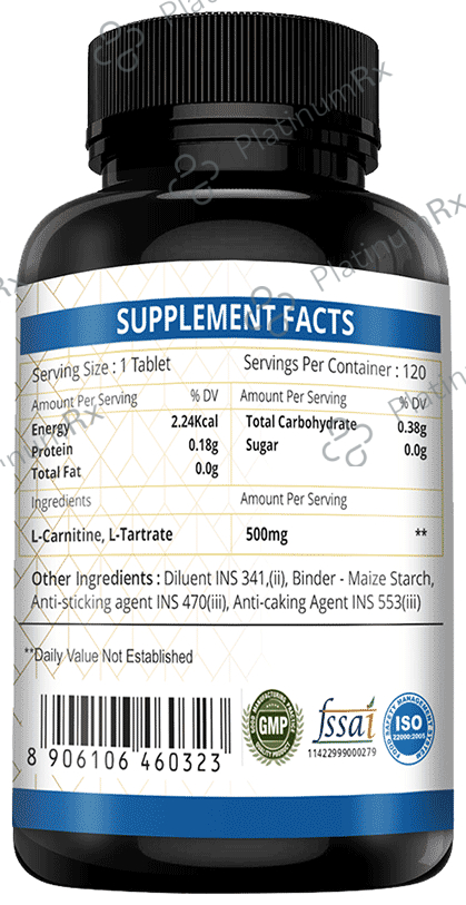 Simply Herbal L-Carnitine 500mg - Amino Acid for Endurance, Weight Management & Muscle Function - Tablet