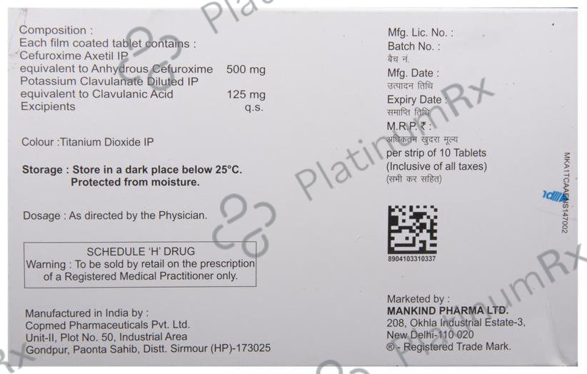 Cefakind CV 500/125mg Tablet 10s