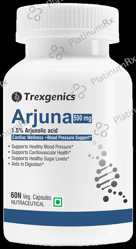 Trexgenics Arjuna 500mg 1.5% Arjunolic Acid Veg Capsule