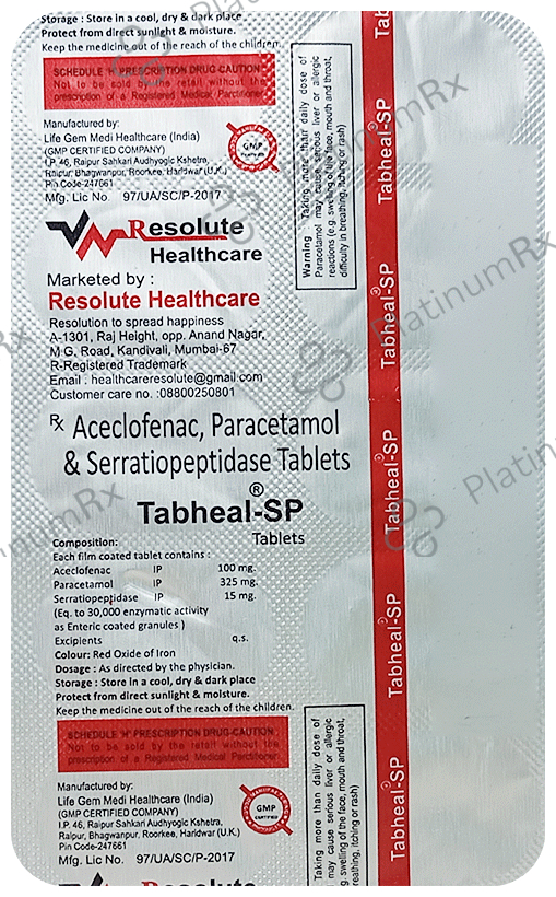 Tabheal SP 100mg/325mg/15mg Tablet