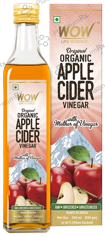 WOW Life Science Organic Apple Cider Vinegar ACV with The Mother - Raw, Unfiltered & Unpasteurized 500 ml