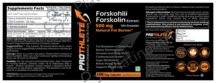 Prothlete Forskohlii Forskolin Extract 500mg Veg Capsule