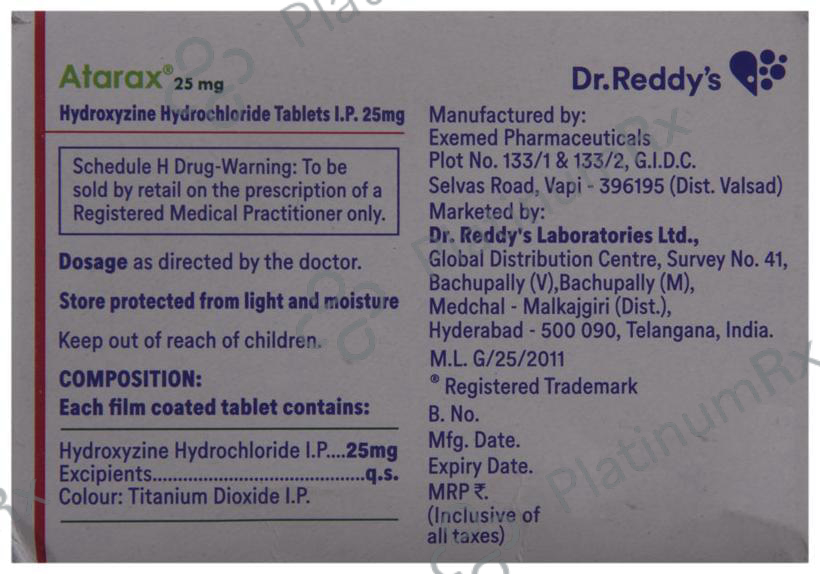 Atarax 25mg Tablet 15s