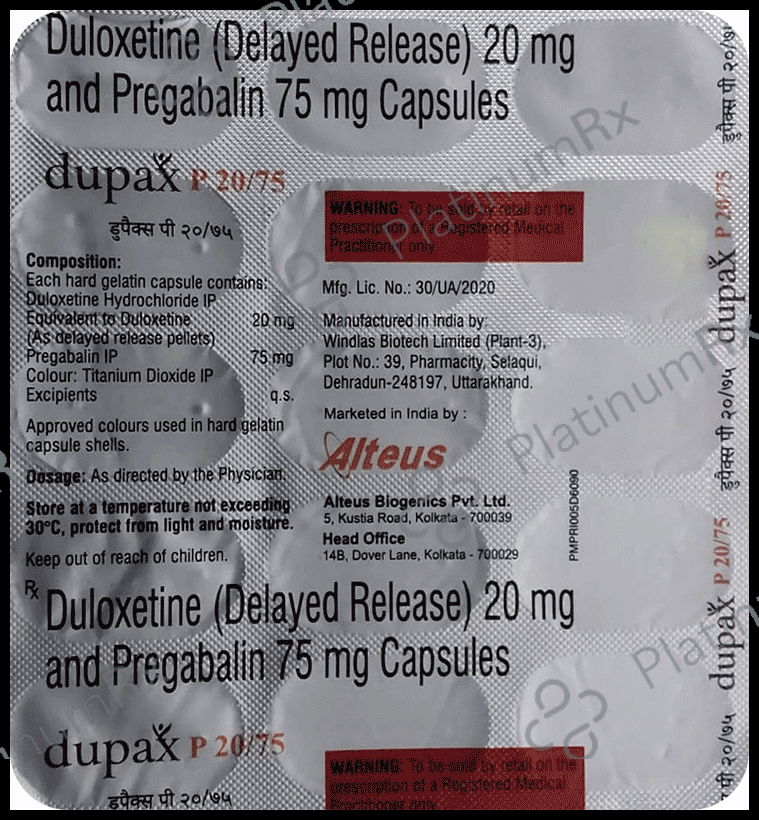 Dupax P 75mg/20mg Tablet