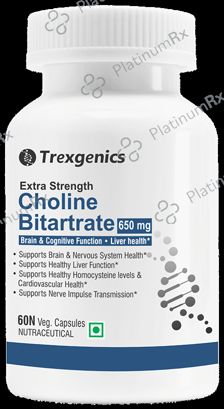 Trexgenics Extra Strength Choline Bitartrate 650mg Veg Capsule