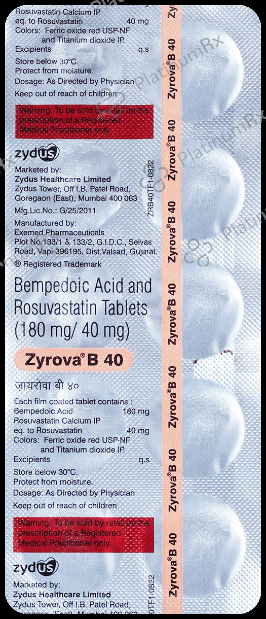 Zyrova B 180/40mg Tablet 10s