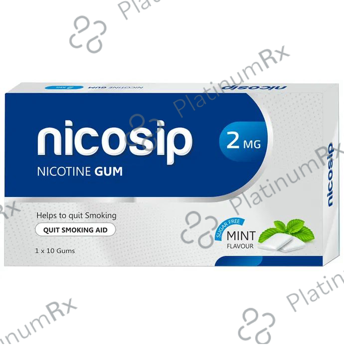 Nicosip 2mg Mint Flavour Sugar Free Chewing Gum 10s