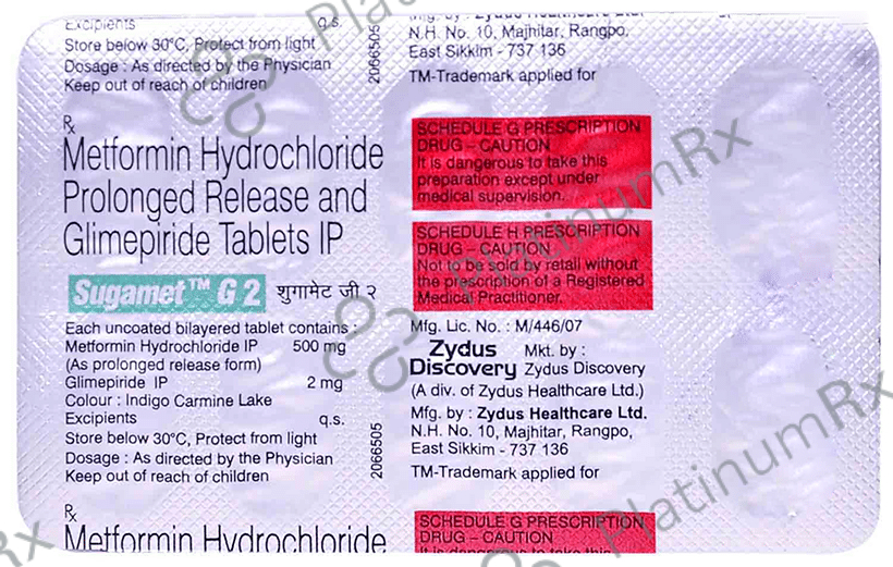 Sugamet G 2/500mg Tablet PR 10s
