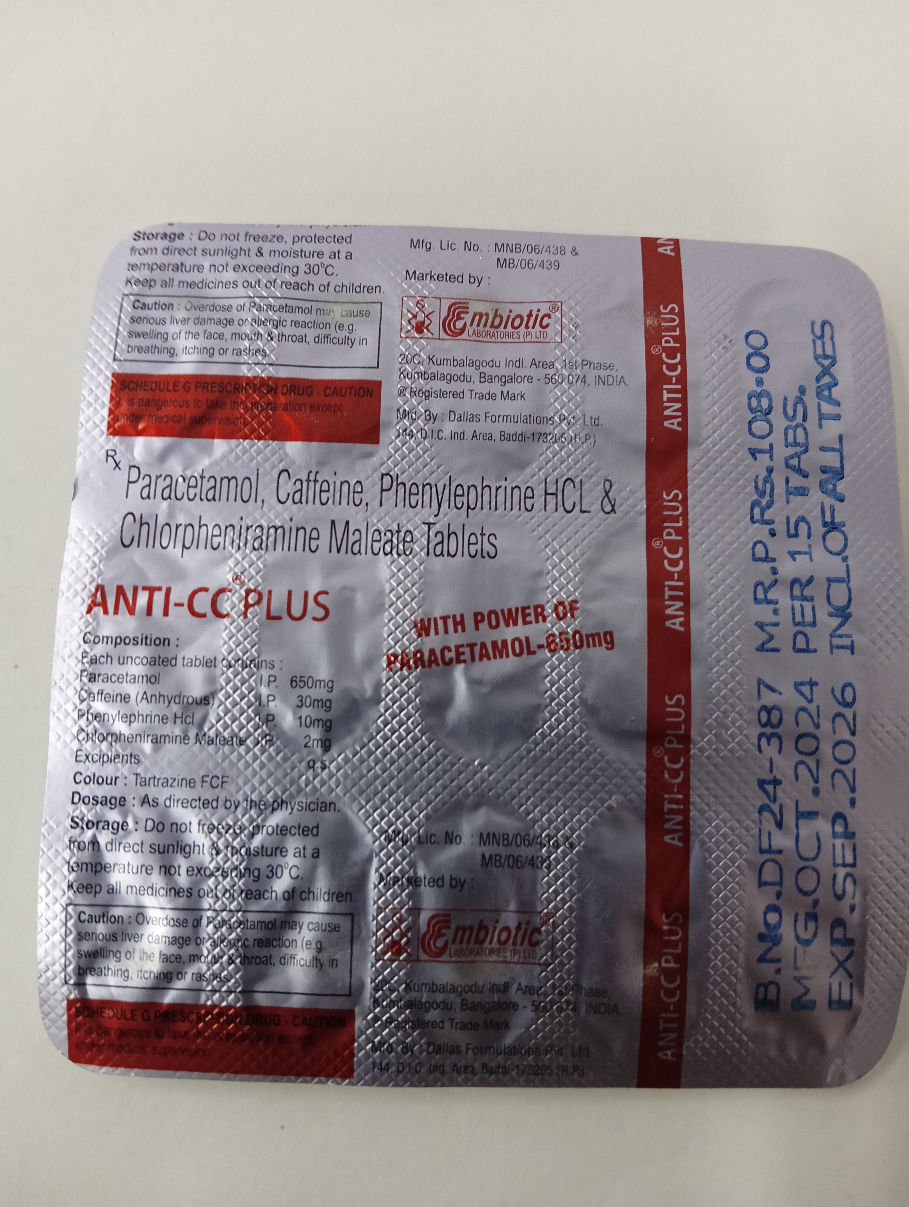 Anti Cc Plus Tablet 15s