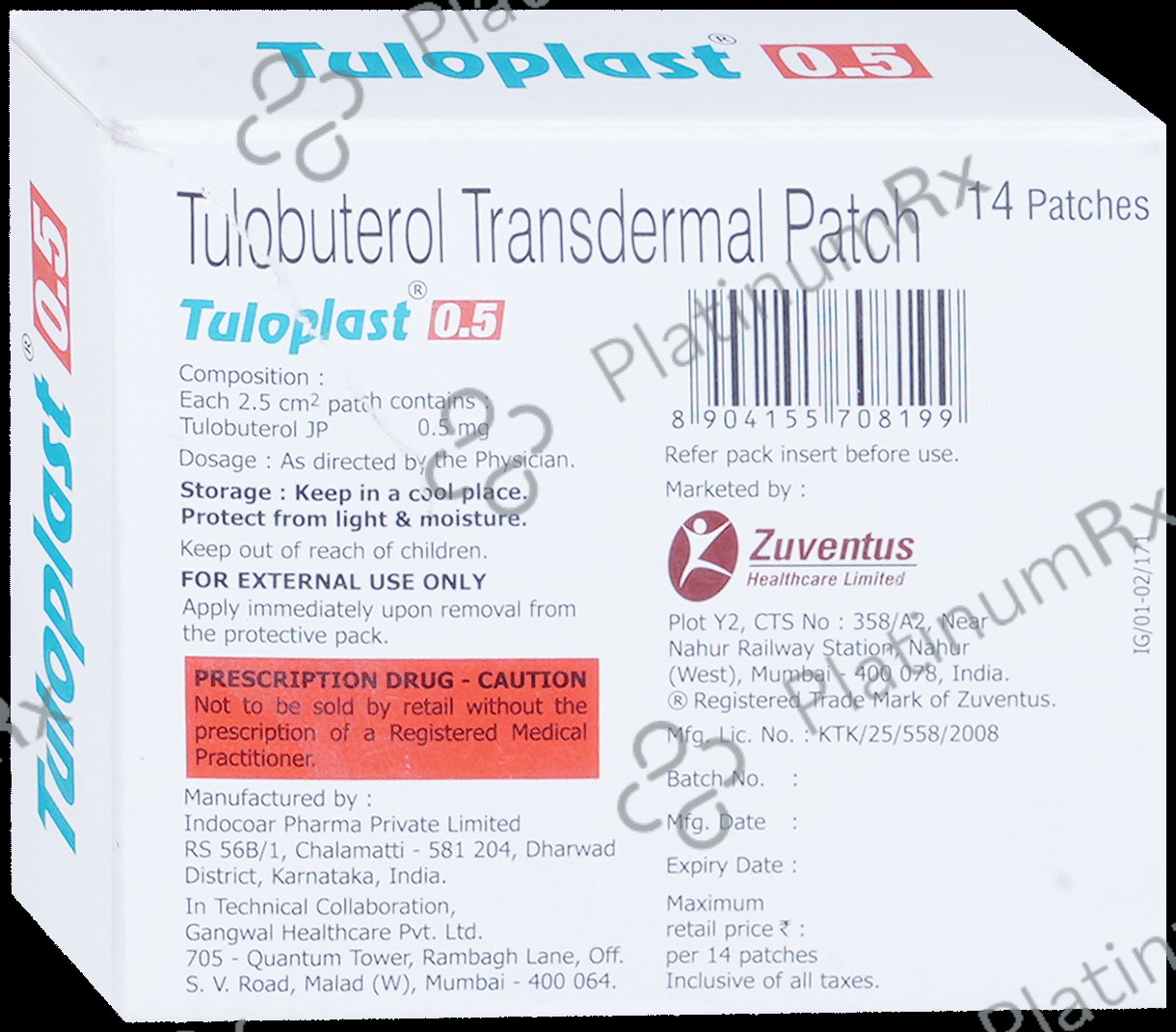Tuloplast 0.5 Transdermal Patch